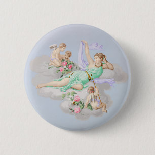 Vintage Baroque Pastel Angels Button