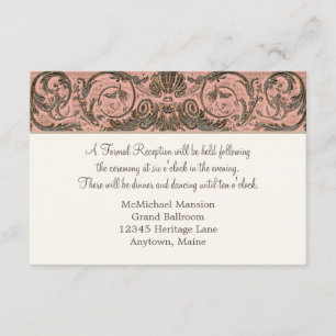 Vintage Baroque Reception Scrollwork Blush n Gold Invitation