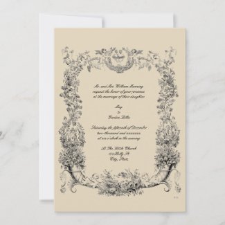 Vintage Baroque Rococo Border with Hearts Invitation