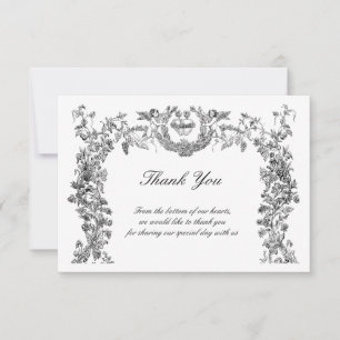 Vintage Baroque Rococo Border with Hearts Thank You Card