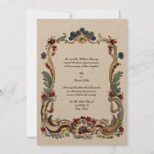 Vintage Baroque Rococo Color Floral Border Invitation