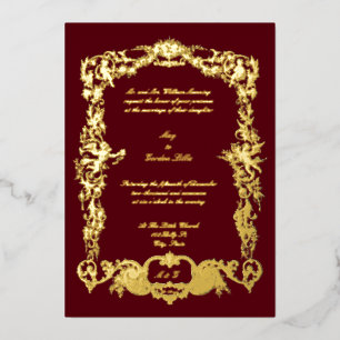 Vintage Baroque Rococo Floral Garlands & Cherubs Foil Invitation
