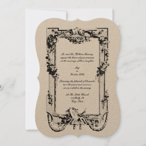 Vintage Baroque Rococo Frame with Hearts Invitation