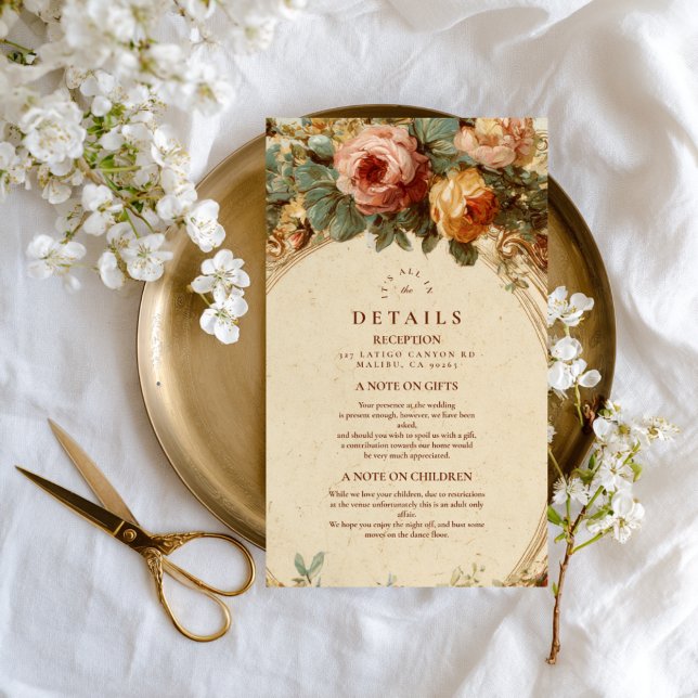 Vintage Baroque Rose Wedding Enclosure Card (Creator Uploaded)