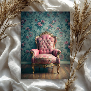 Vintage baroque shabby chic pink armchair roses tissue paper