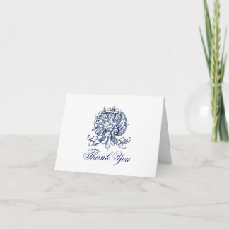Vintage Baroque Shell Design Thank You Note Card