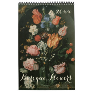 Vintage Baroque Still Life Flowers Art Paintings Calendar