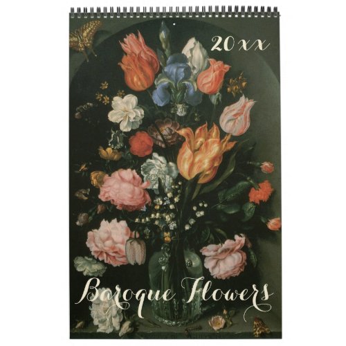 Vintage Baroque Still Life Flowers Art Paintings Calendar