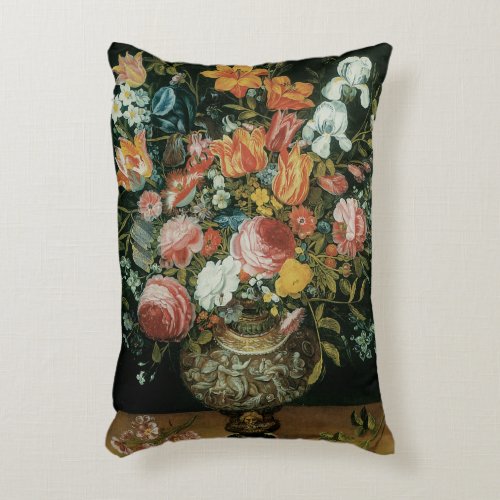 Vintage Baroque Still Life Flowers in a Vase Accent Pillow