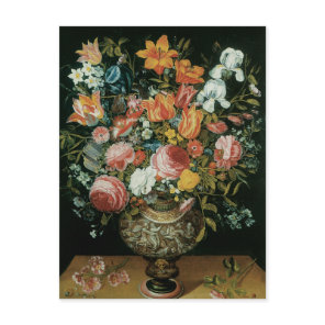 Vintage Baroque Still Life Flowers in a Vase Postcard