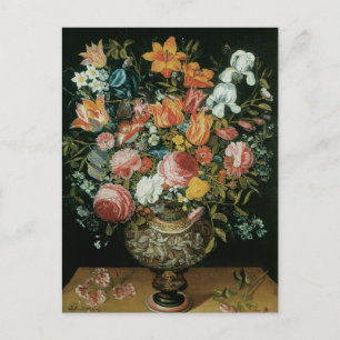 Vintage Baroque Still Life Flowers in a Vase Postcard