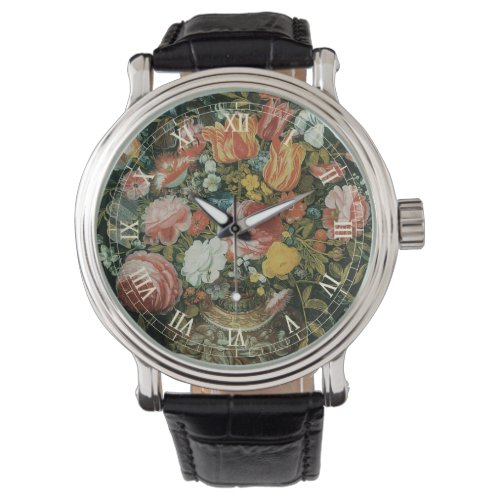 Vintage Baroque Still Life Flowers in a Vase Watch