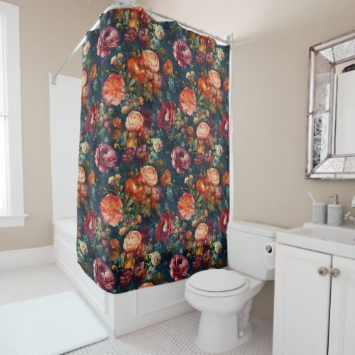 Vintage Baroque Style Floral Painting Pattern  Shower Curtain