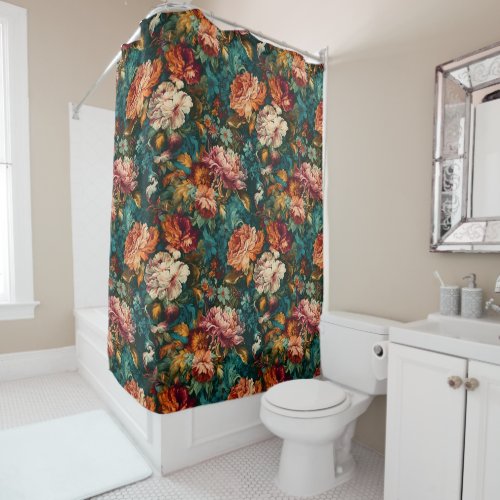 Vintage Baroque Style Floral Painting Pattern    Shower Curtain