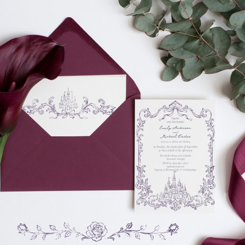 Vintage Baroque Victorian Plum wedding Invitation