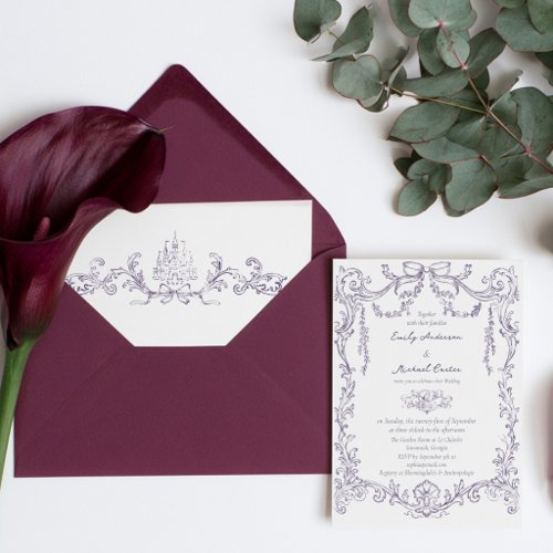 Vintage Baroque Victorian Plum wedding Invitation