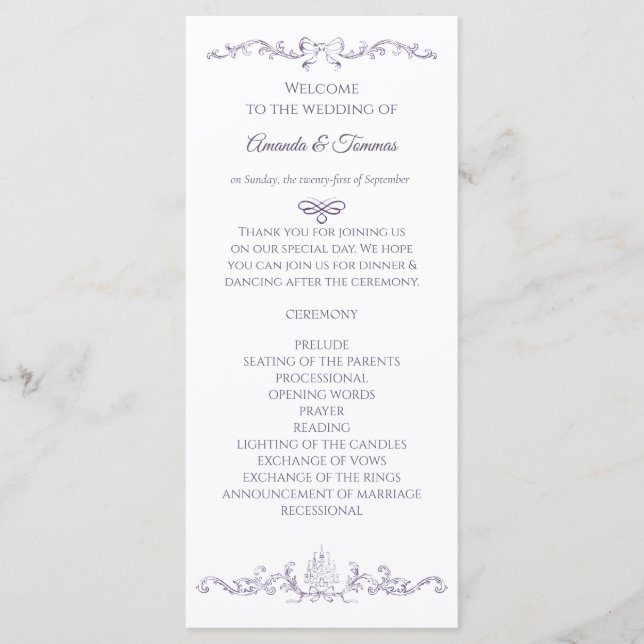Vintage Baroque Victorian Plum wedding Program (Front)