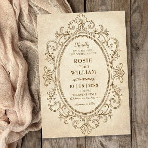Vintage baroque victorian wedding invitation