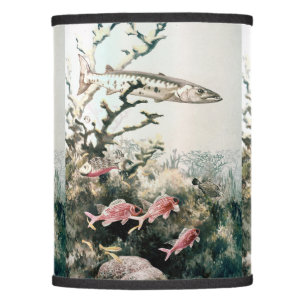 Vintage Barracuda and Reef Fishes Lamp Shade