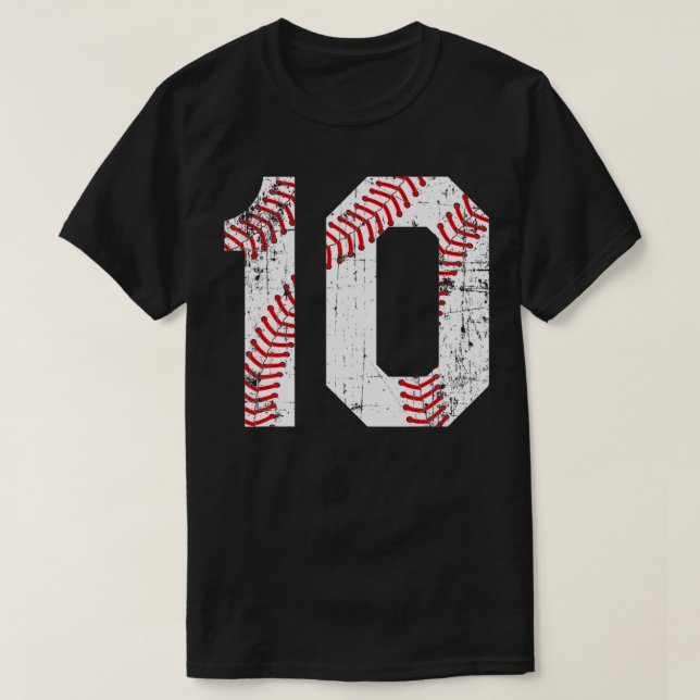Vintage Baseball 10 Jersey Number  T-Shirt (Design Front)