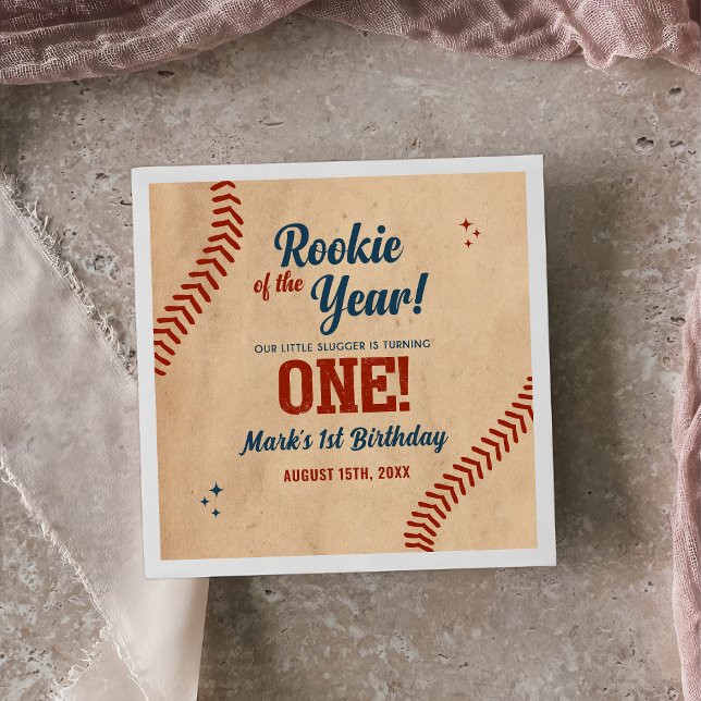 Vintage Baseball 1st Birthday Party Napkins (Creator Uploaded)