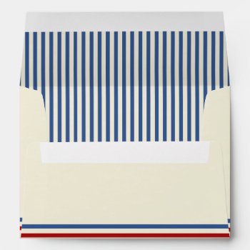 Vintage Baseball 5 X 7 Blue Stripes Envelope by InBeTeen at Zazzle