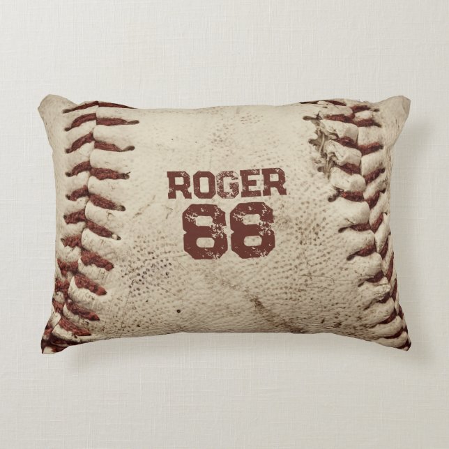 Vintage Baseball Accent Pillow (Front)