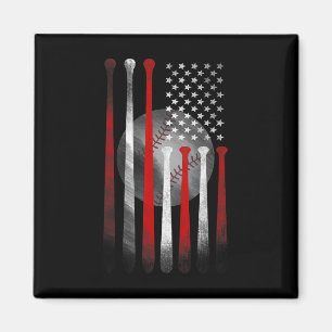 Vintage Baseball American Flag Magnet