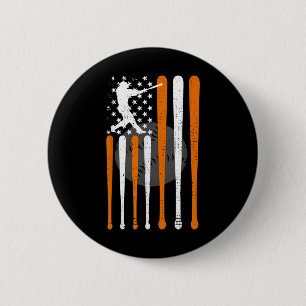 Vintage Baseball American Us Flag Baseball Spirits Button