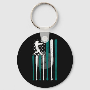 Vintage Baseball American Us Flag Baseball Spirits Keychain
