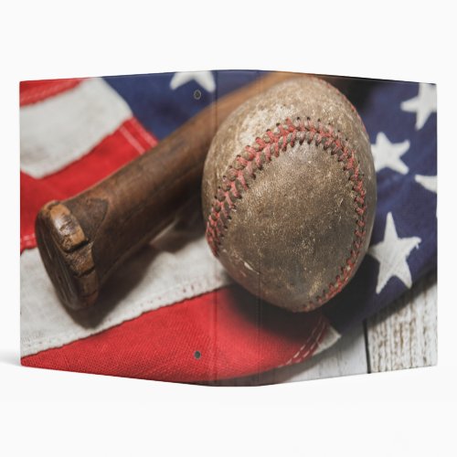 Vintage Baseball and Bat 3 Ring Binder