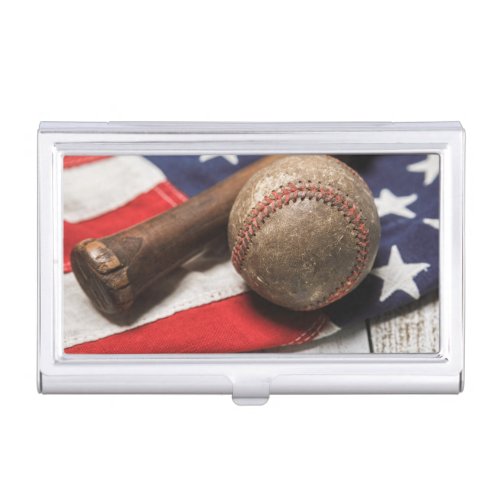 Vintage Baseball and Bat Business Card Case