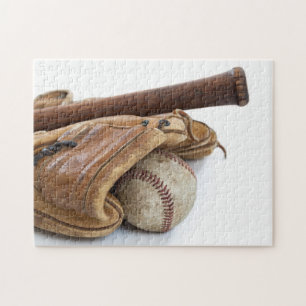 Vintage Baseball and Bat Jigsaw Puzzle