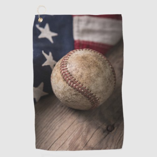 VIntage Baseball and Flag Golf Towel