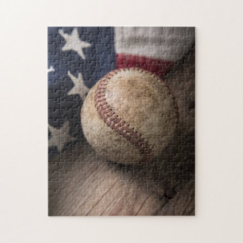 VIntage Baseball and Flag Jigsaw Puzzle