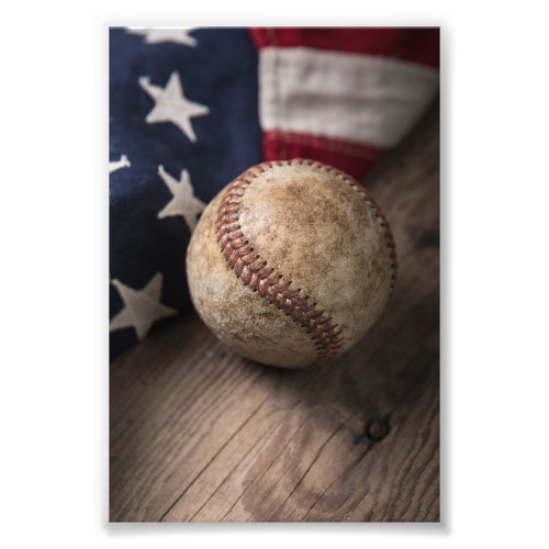 VIntage Baseball and Flag Photo Print