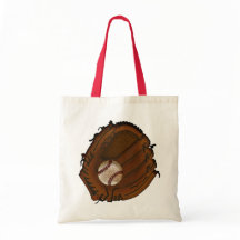 Vintage Baseball and Glove Canvas Tote Bag
