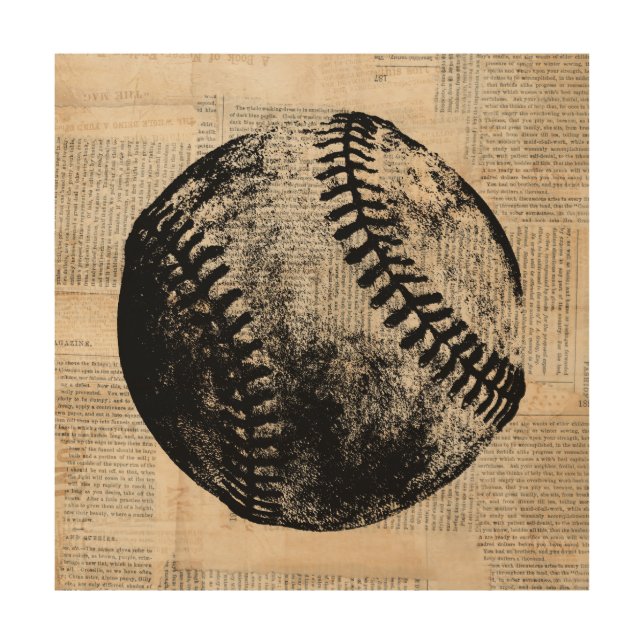 Vintage Baseball Art Illustration Newspaper Style (Front)