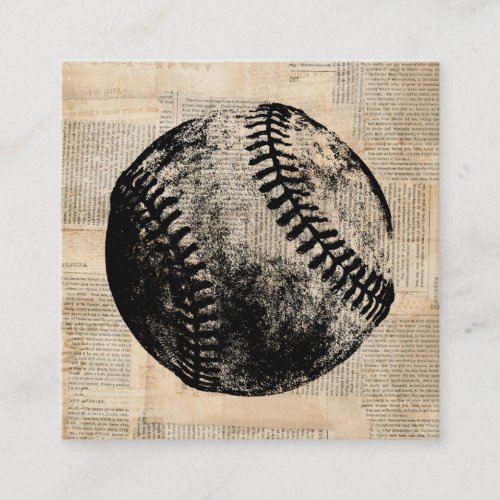 Vintage Baseball Art Illustration Newspaper Style Enclosure Card