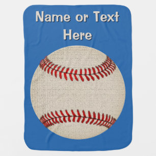 Vintage Baseball Baby Blanket with YOUR TEXT