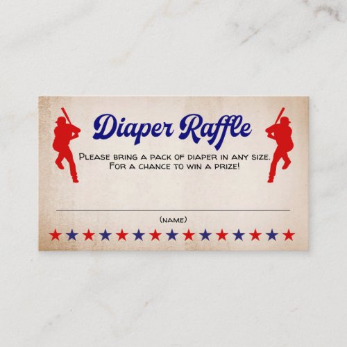 Vintage Baseball Baby Shower Diaper Raffle Insert