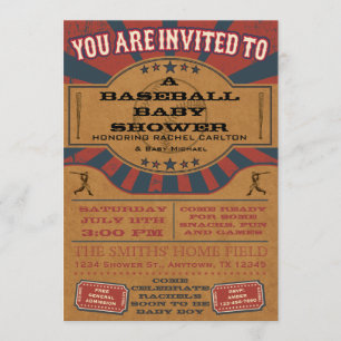 Vintage Baseball Baby Shower Invitation