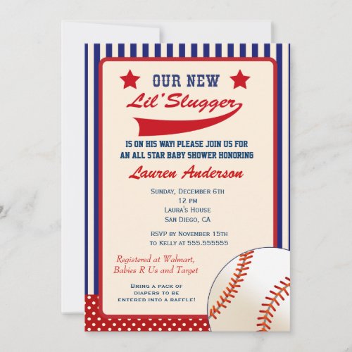 Vintage Baseball Baby Shower Invitation