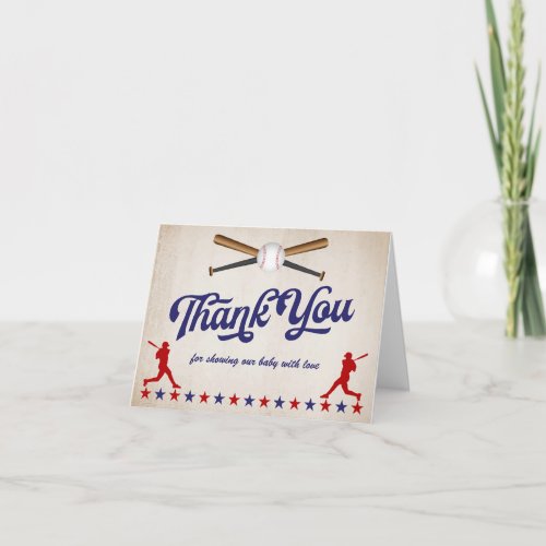 Vintage Baseball Baby Shower Thank You card
