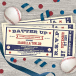 Vintage Baseball Baby Shower Ticket Invitation<br><div class="desc">A great way to announce a baby shower party with a vintage effect baseball ticket invitation</div>