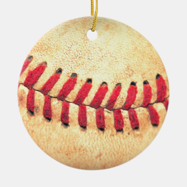 Vintage baseball ball ceramic ornament (Front)