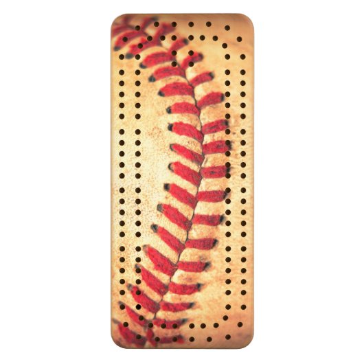 Vintage baseball ball cribbage board (Front Vertical)