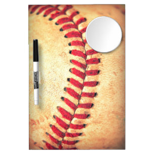 Vintage baseball ball dry erase board with mirror