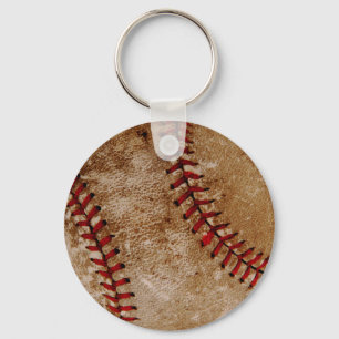 Vintage Baseball Ball Red and White Sports Keychain
