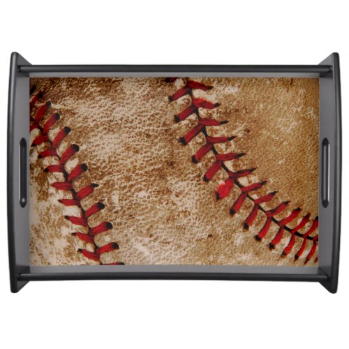 Vintage Baseball Ball Red and White Sports Serving Tray